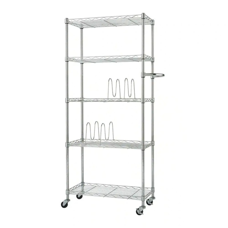 TRINITY 5-Shelf Steel Pantry Organizer with Shelf Dividers | Bigbigmart.com