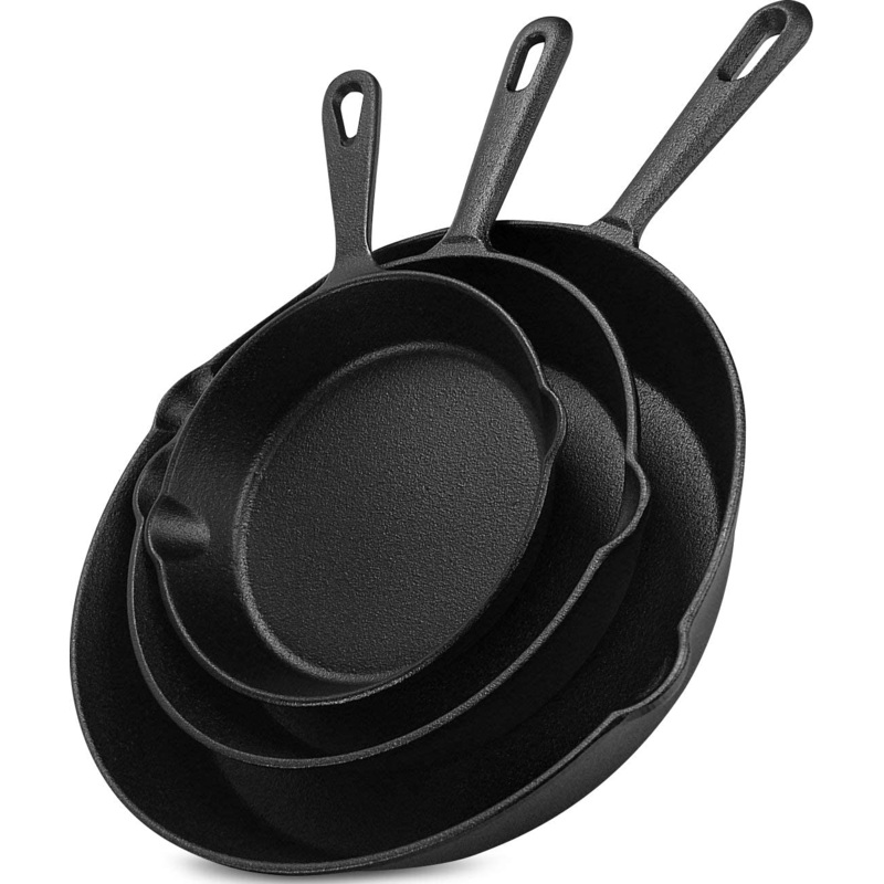 Utopia Kitchen Pre-Seasoned Cast Iron Skillet Set 3-Piece | Bigbigmart.com
