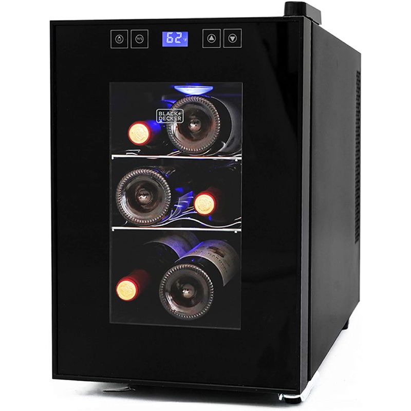 BLACK+DECKER 9.7-in W 6-Bottle Capacity Black Freestanding Wine Cooler | Bigbigmart.com