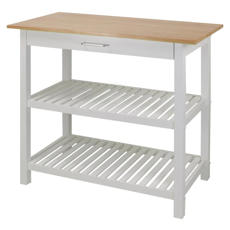 Casual Home White Wood Base with Wood Top Kitchen Island (20-in x 40-in x 36.5-in) | Bigbigmart.com