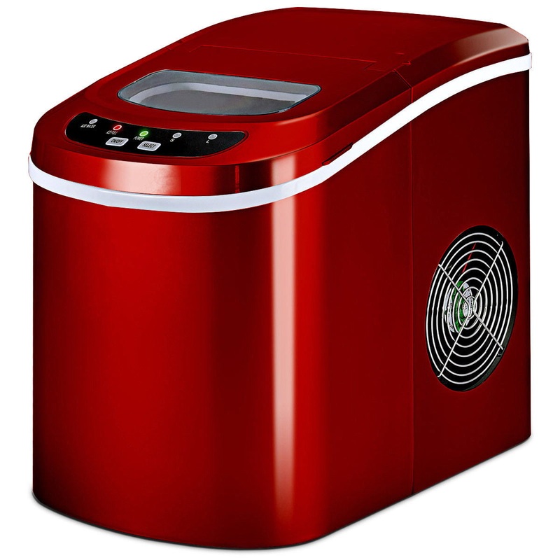 Costway Red Portable Compact Electric Ice Maker Machine Mini Cube 26lb/Day | Bigbigmart.com