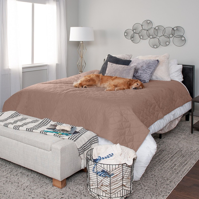 FurHaven Waterproof Cat & Dog Blanket Protector, Quilted Brownstone – 68 x 82 – Full | Bigbigmart.com