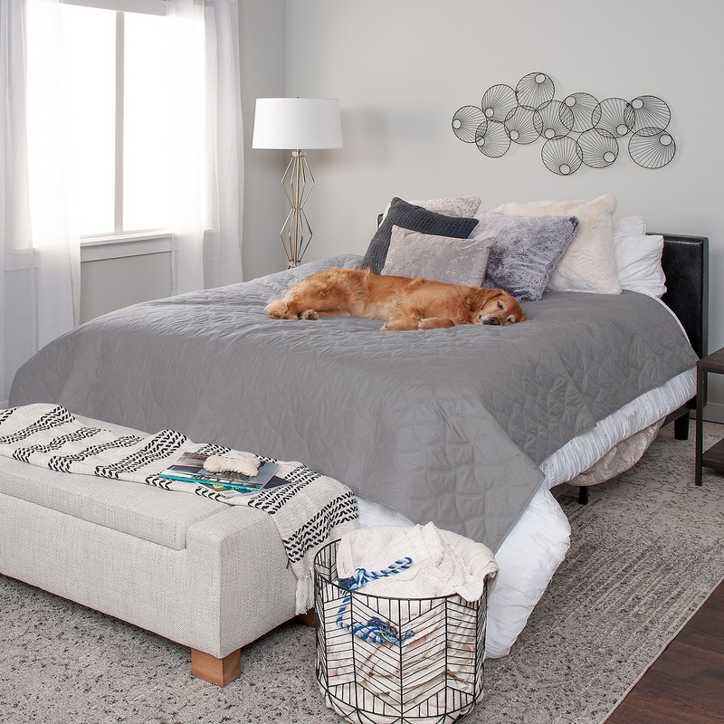 FurHaven Waterproof Cat & Dog Blanket Protector, Quilted Gray – 68 x 82 – Full | Bigbigmart.com