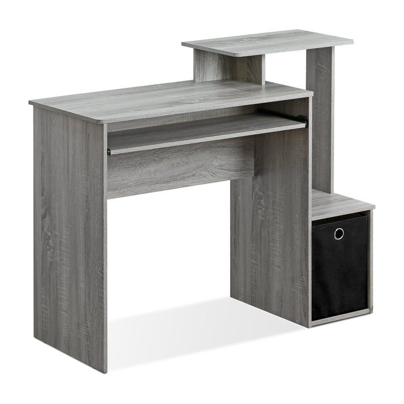 Furinno Econ Multipurpose Home Office Computer Writing Desk with Bin, French Oak Grey | Bigbigmart.com