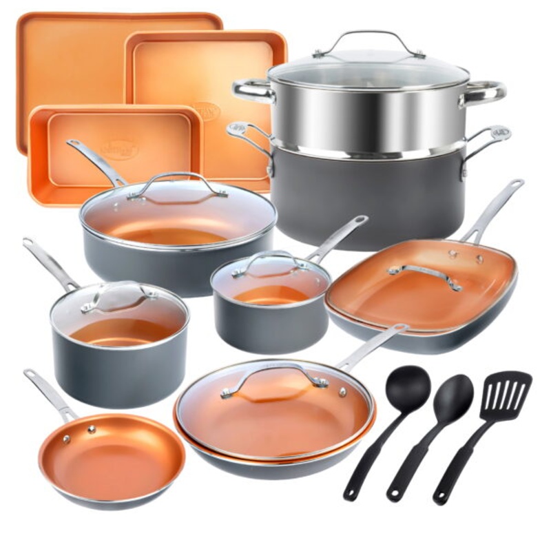Gotham Steel Pots and Pans Set 20 Piece Cookware Set with Nonstick Ceramic Copper Coating | Bigbigmart.com