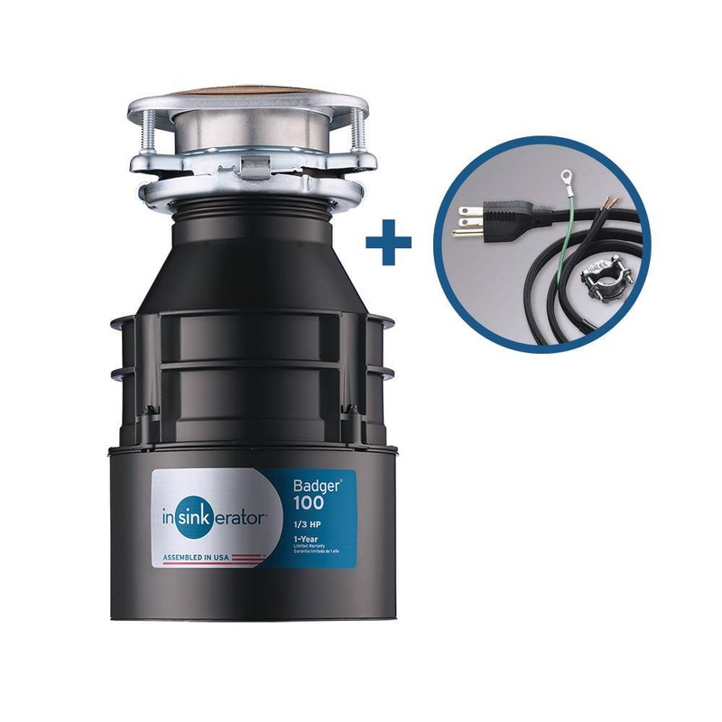 InSinkErator BADGER 100 wCRD-00 Badger 100 Lift & Latch Standard Series 1/3 HP Continuous Feed Garbage Disposal with Power Cord Kit | Bigbigmart.com