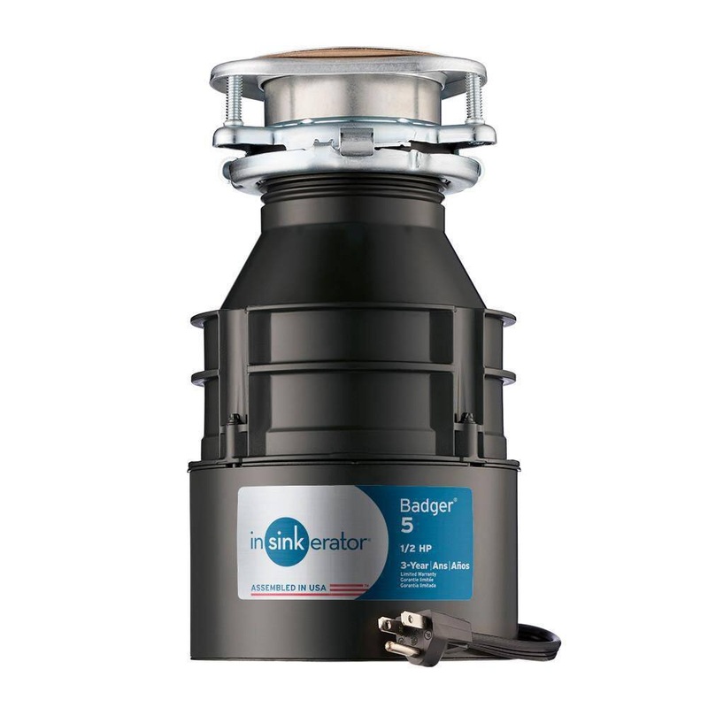 InSinkErator BADGER 5 W/C Badger 5 Lift & Latch Standard Series 1/2 HP Continuous Feed Garbage Disposal with Power Cord | Bigbigmart.com