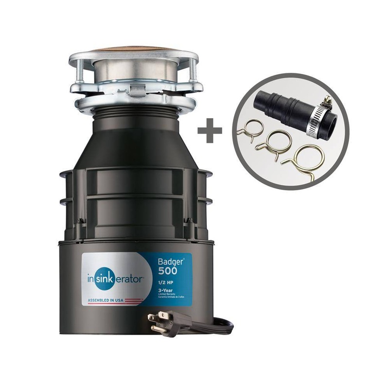 InSinkErator BADGER 500 WC w/DWC-00 Badger 500 Standard Series 1/2 HP Continuous Feed Garbage Disposal with Power Cord & Dishwasher Connector | Bigbigmart.com