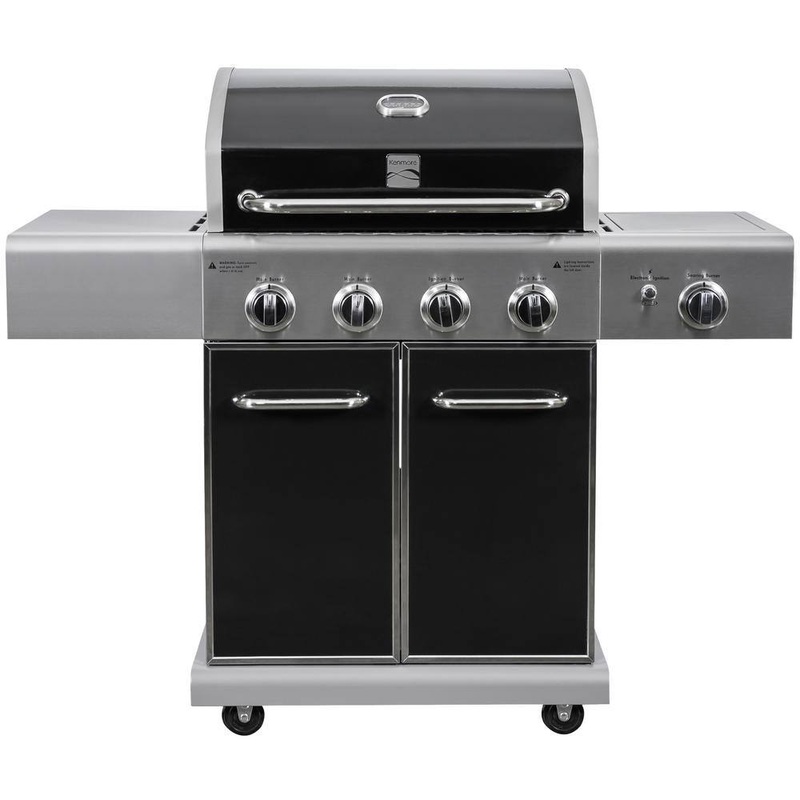KENMORE PG-40409SOLB 4 Burner Propane Gas Grill in Black with Searing Side Burner | Bigbigmart.com