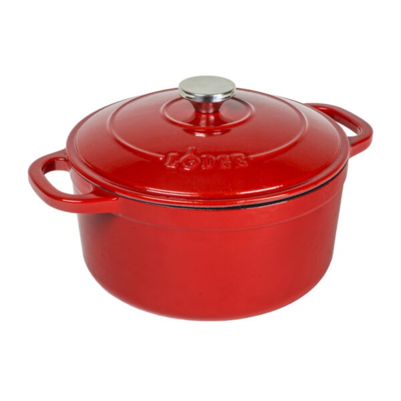 Lodge 5.5 Quart Enameled Cast Iron Dutch Oven, Red | Bigbigmart.com
