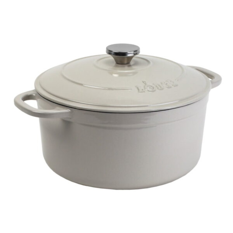 Lodge Cast Iron 5.5 Quart Enameled Dutch Oven, Oyster | Bigbigmart.com