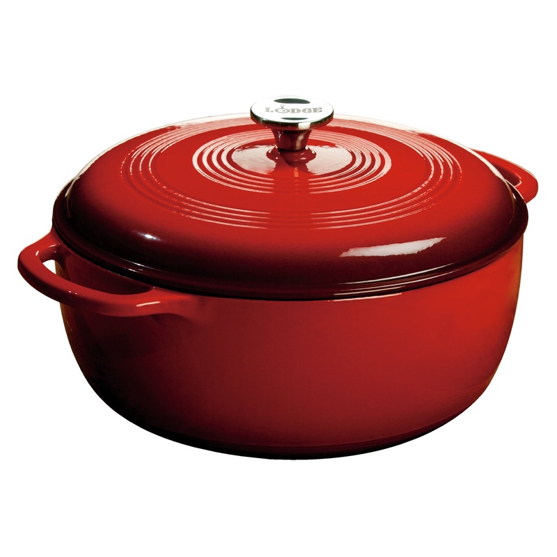 Lodge Cast Iron 7.5 Quart Enameled Dutch Oven, Red | Bigbigmart.com