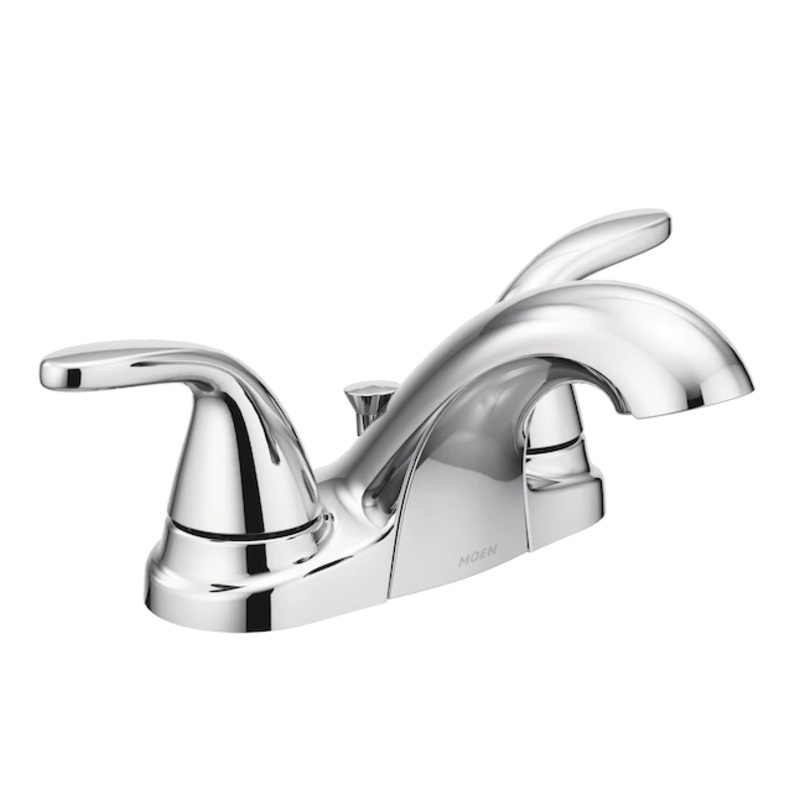 MoenAdler Chrome 2-handle 4-in Centerset WaterSense Bathroom Sink Faucet with Drain (Chrome) | Bigbigmart.com