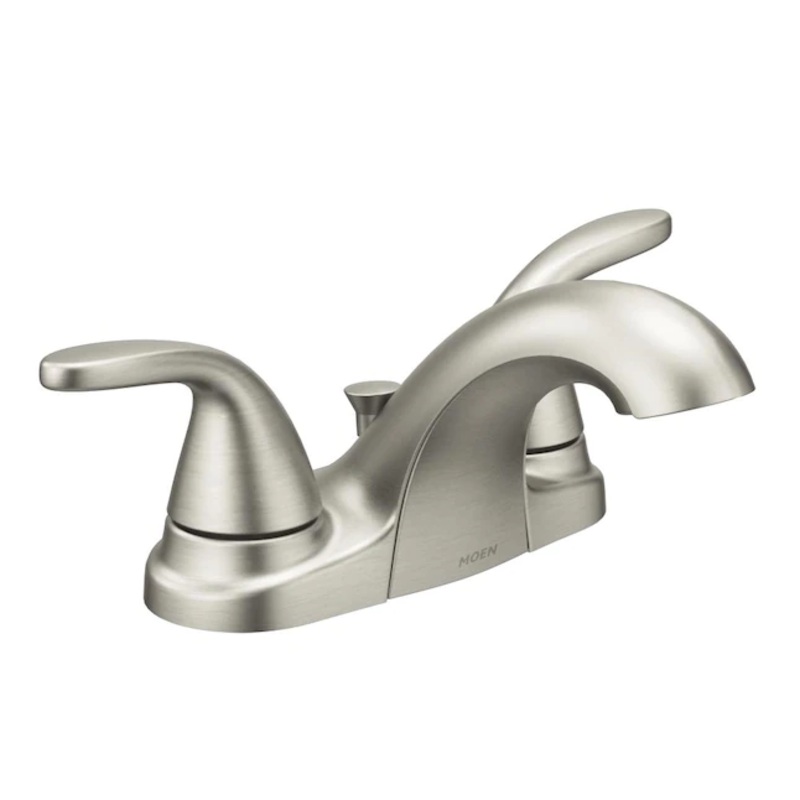 MoenAdler Spot Resist Brushed Nickel 2-handle 4-in Centerset WaterSense Bathroom Sink Faucet with Drain (Spot Resist Brushed Nickel) | Bigbigmart.com