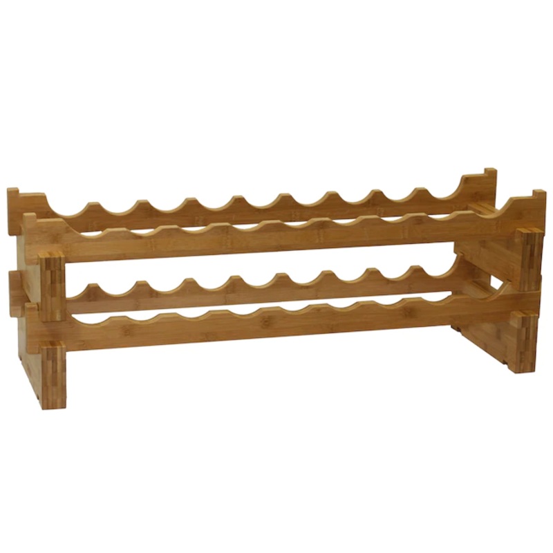 Oceanstar 18-Bottle Brown Wood Wine Rack | Bigbigmart.com