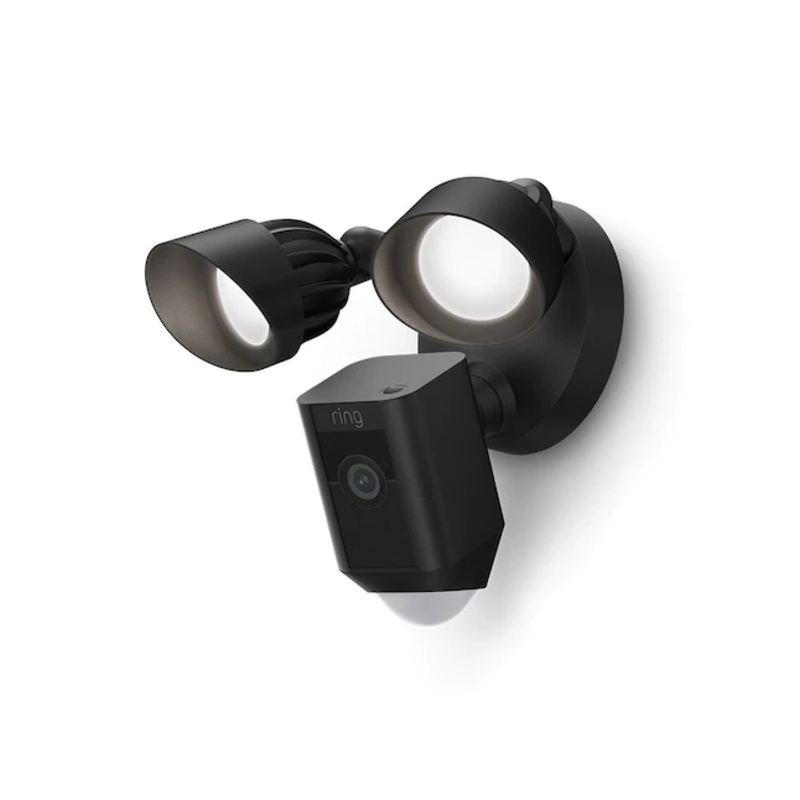Ring Floodlight Cam Wired Plus – Hardwired Outdoor Smart Security Camera with Two LED Floodlights – Black | Bigbigmart.com