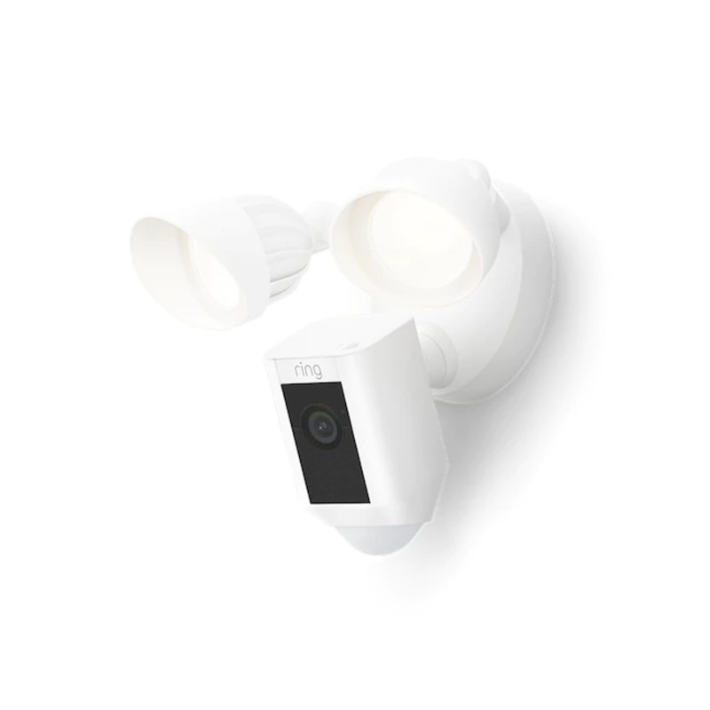 Ring Floodlight Cam Wired Plus – Hardwired Outdoor Smart Security Camera with Two LED Floodlights – White | Bigbigmart.com