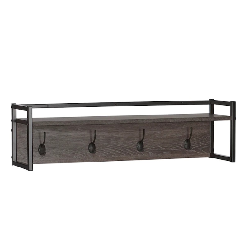 RiverRidge Afton 4-Hook Metal Frame Wall Shelf | Bigbigmart.com