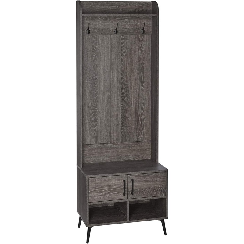 RiverRidge Woodbury Dark Weathered Wood Grain 3-Hook Coat Stand | Bigbigmart.com