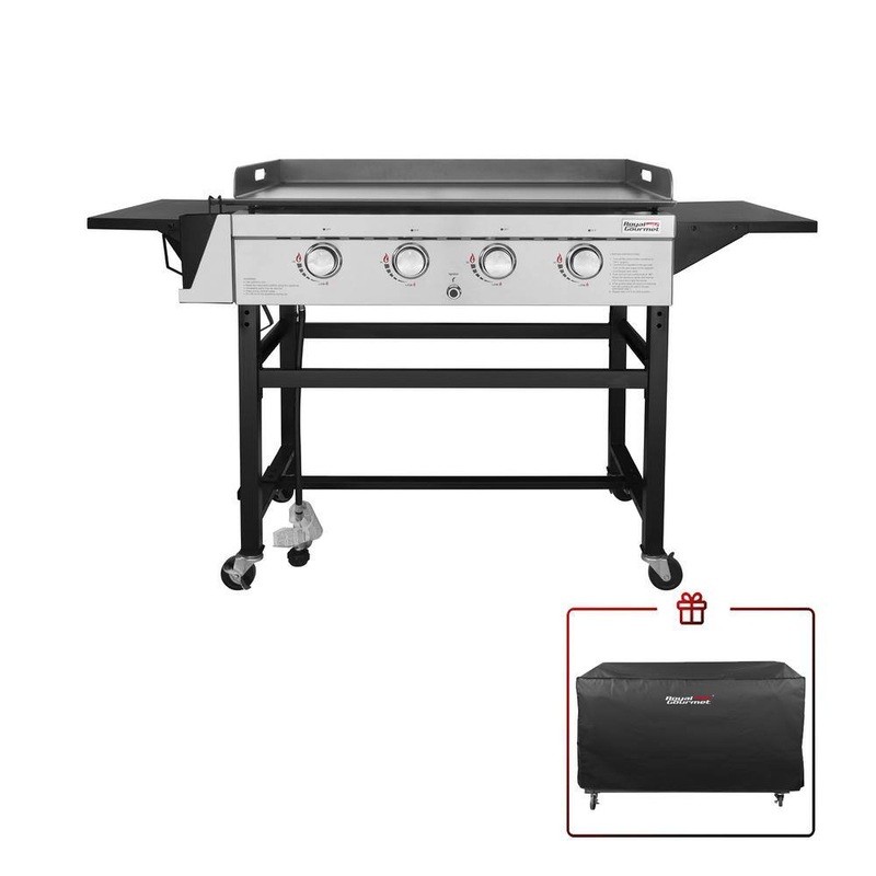 Royal Gourmet GB4001C 4-Burner Gas Griddle with a Cover in Steel | Bigbigmart.com