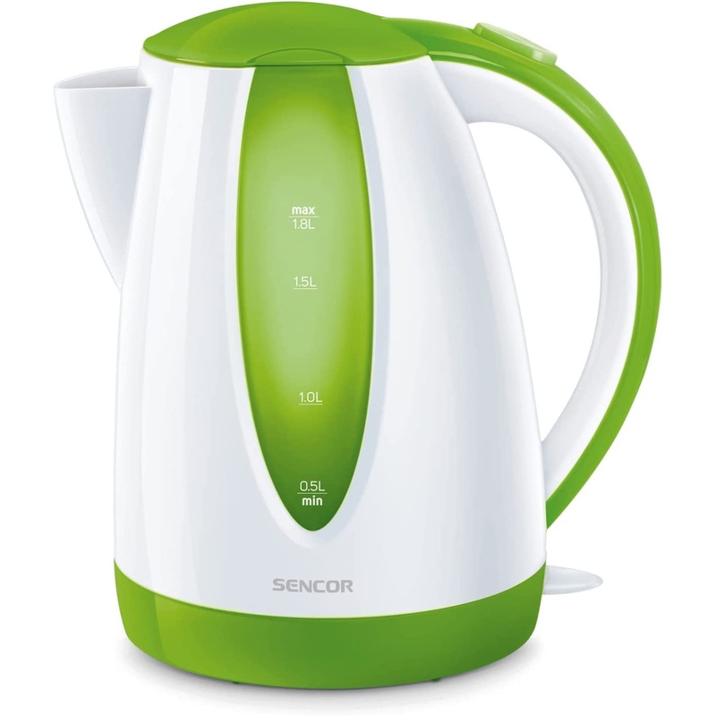 Sencor SWK1811GR 1.8L Electric Kettle with Power Cord Storage Base and Automatic Shut Off, Green | Bigbigmart.com