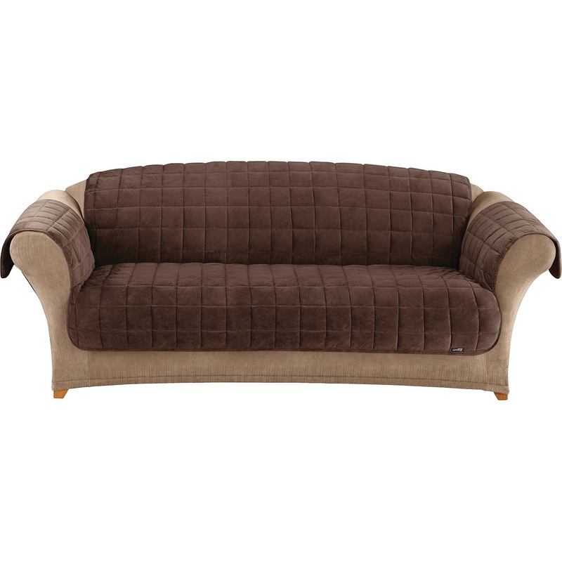 Sure Fit Home Dcor Furniture Protector Deluxe Pet Sofa Cover, Polyester, Machine Washable, Sofa, Chocolate | Bigbigmart.com