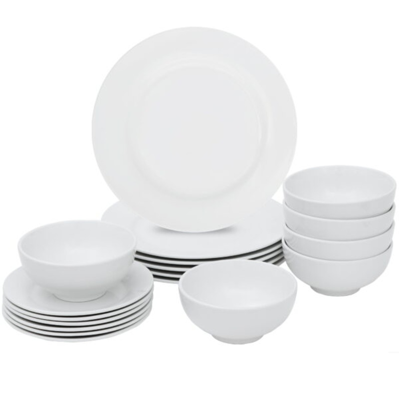 18 Pieces Dinner Plates & Bowls Set Home Kitchen Dinnerware Service for 6 Person – White | Bigbigmart.com