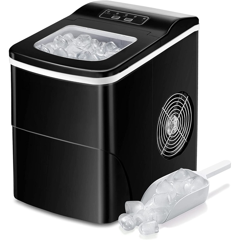 AGLUCKY Countertop Ice Maker Machine, Portable Ice Makers Countertop, Make 26 lbs ice in 24 hrs,Ice Cube Ready in 6-8 Mins with Ice Scoop and Basket (Black) | Bigbigmart.com