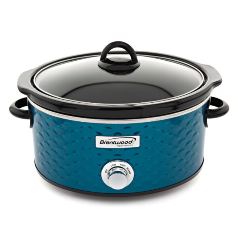 Brentwood Scallop Pattern 4.5 Quart Slow Cooker in Blue | Bigbigmart.com