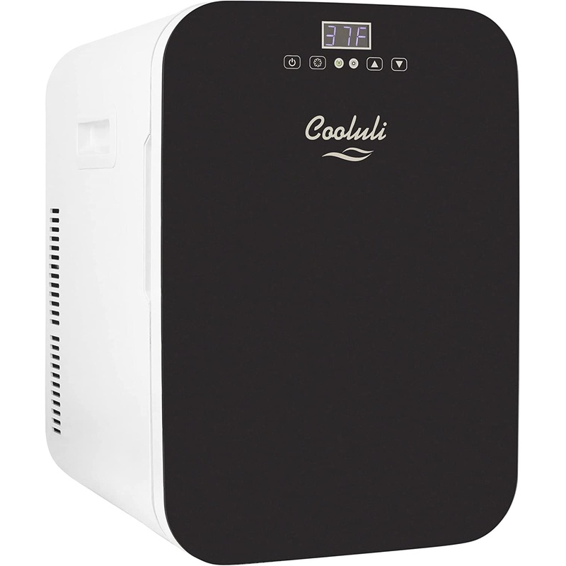 Cooluli 20L Mini Fridge For Bedroom – Car, Office Desk & College Dorm Room – Glass Front & Digital Temperature Control – 12v Small Refrigerator for Food, Drinks, Skincare, Beauty & Breast Milk (Black) | Bigbigmart.com