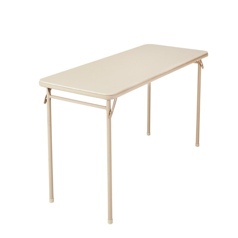COSCO 4 Ft. Vinyl Upholstered Steel Frame Folding Table, Antique Linen | Bigbigmart.com