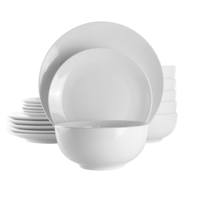 Elama Luna 18 Piece Porcelain Dinnerware Set in White | Bigbigmart.com