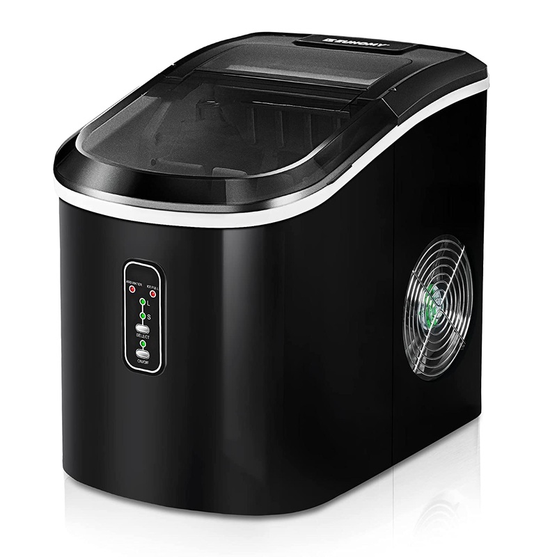 EUHOMY Ice Maker Machine Countertop, 26 lbs in 24 Hours, 9 Cubes Ready in 6 Mins, Self-Clean Electric Ice Maker Compact Potable Ice Maker with Ice Scoop and Basket. for Home/Kitchen/Office.(Black) | Bigbigmart.com