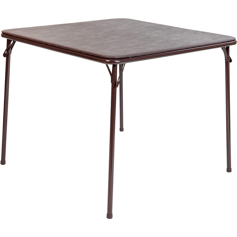 Flash Furniture Folding Card Table – Brown Foldable Card Table Square – Portable Table with Collapsible Legs | Bigbigmart.com