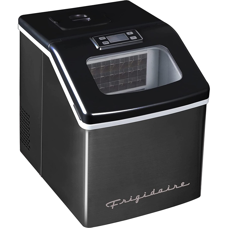 Frigidaire EFIC452-SSBLACK XL Maker, Makes 40 Lbs. of Clear Square Ice Cubes A Day, Black Stainless | Bigbigmart.com