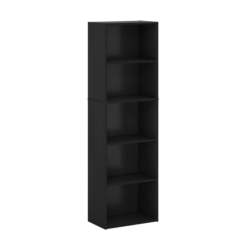 Furinno Luder 5-Tier Reversible Color Open Shelf Bookcase, Blackwood | Bigbigmart.com