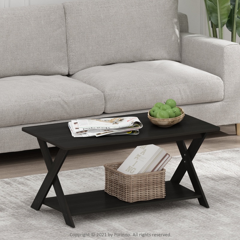 Furinno Modern Simplistic Criss-Crossed Coffee Table, Espresso | Bigbigmart.com