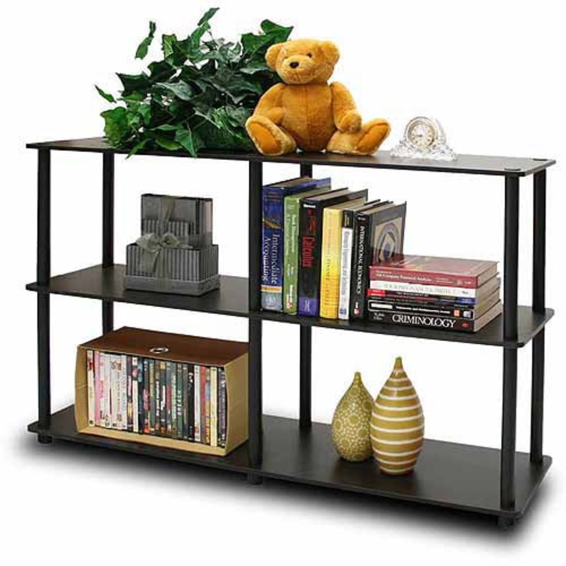 Furinno Turn-N-Tube No-Tools 3-Tier Double Size Storage Display Rack, Espresso with Black | Bigbigmart.com