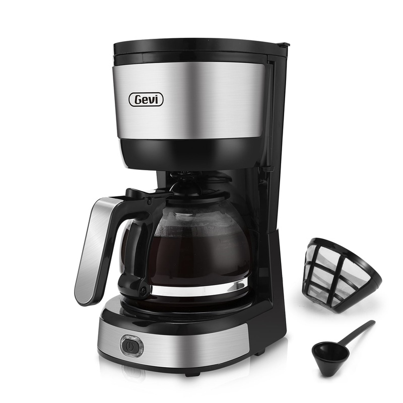 Gevi 4-Cup Coffee Maker with Auto-Shut off, Cone Filter, Stainless Steel Finish, 600ml | Bigbigmart.com