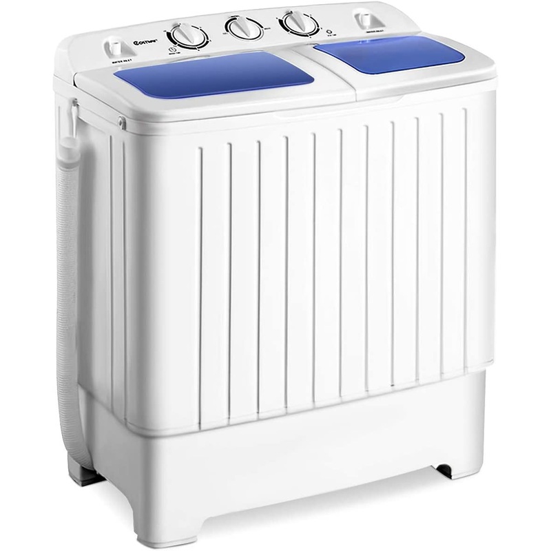 Giantex Portable Mini Compact Twin Tub Washing Machine 17.6lbs Washer Spain Spinner Portable Washing Machine, Blue+ White | Bigbigmart.com
