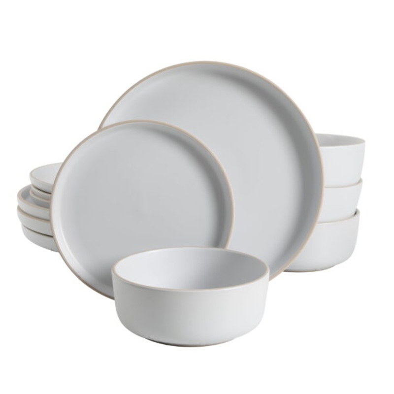 Gibson Home Everyday Essential White Dinnerware Set, 12-Piece Set | Bigbigmart.com