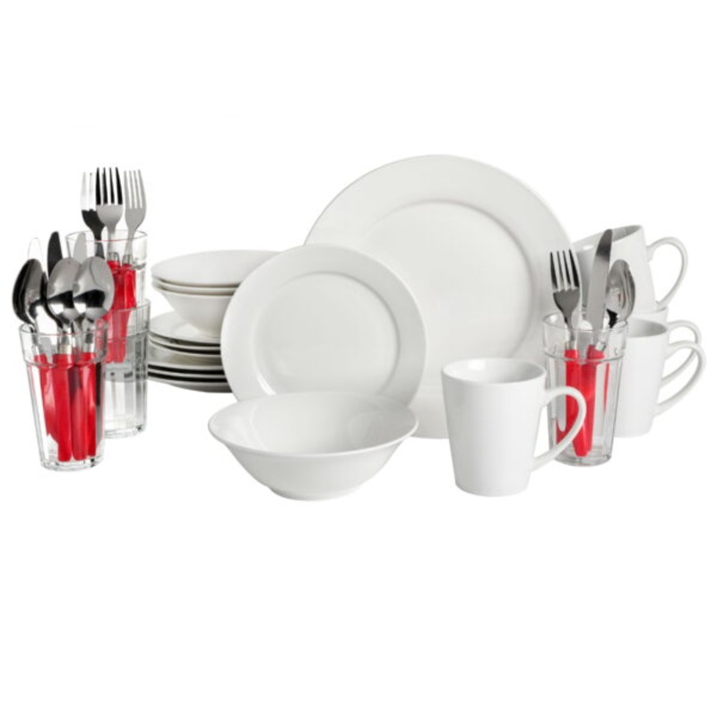 Gibson Home Regal White II 32-Piece Dinnerware Combo Set, White | Bigbigmart.com