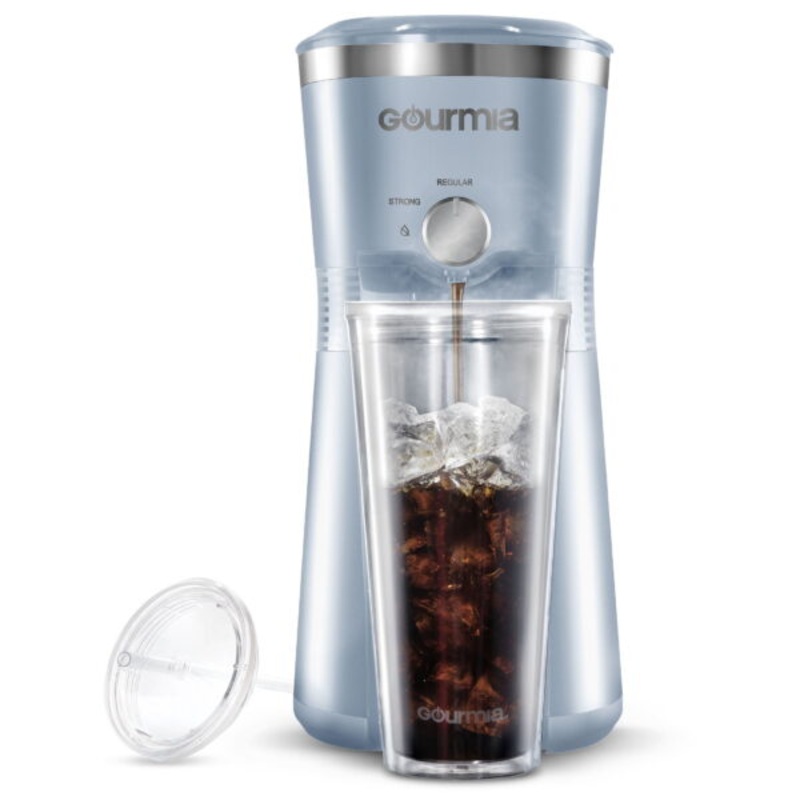 Gourmia Iced Coffee Maker with 25 fl oz. Reusable Tumbler, Blue | Bigbigmart.com