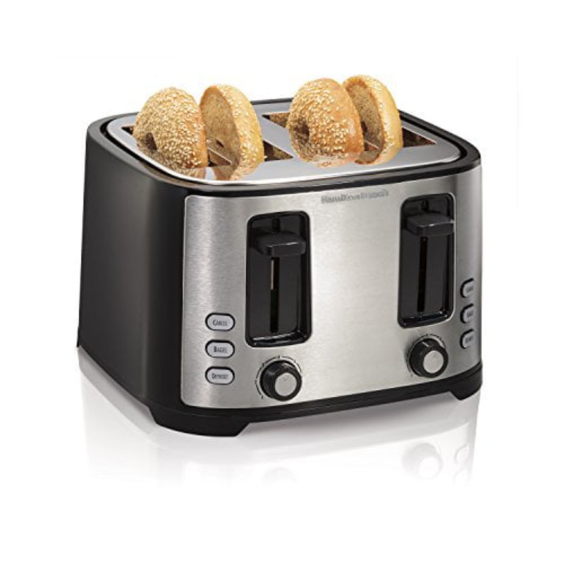 Hamilton Beach 4 Slice Extra Wide Slot Toaster with Defrost and Bagel Functions, Shade Selector, Toast Boost, Auto-Shutoff and Cancel Button, Black (24633) | Bigbigmart.com