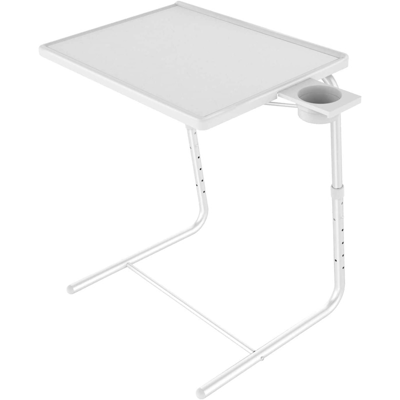 HUANUO HNTT-W Bed & Sofa, Laptop Table as TV Food, Work Tray with 6 Heights & 3 Tilt Angles Adjustable, White | Bigbigmart.com