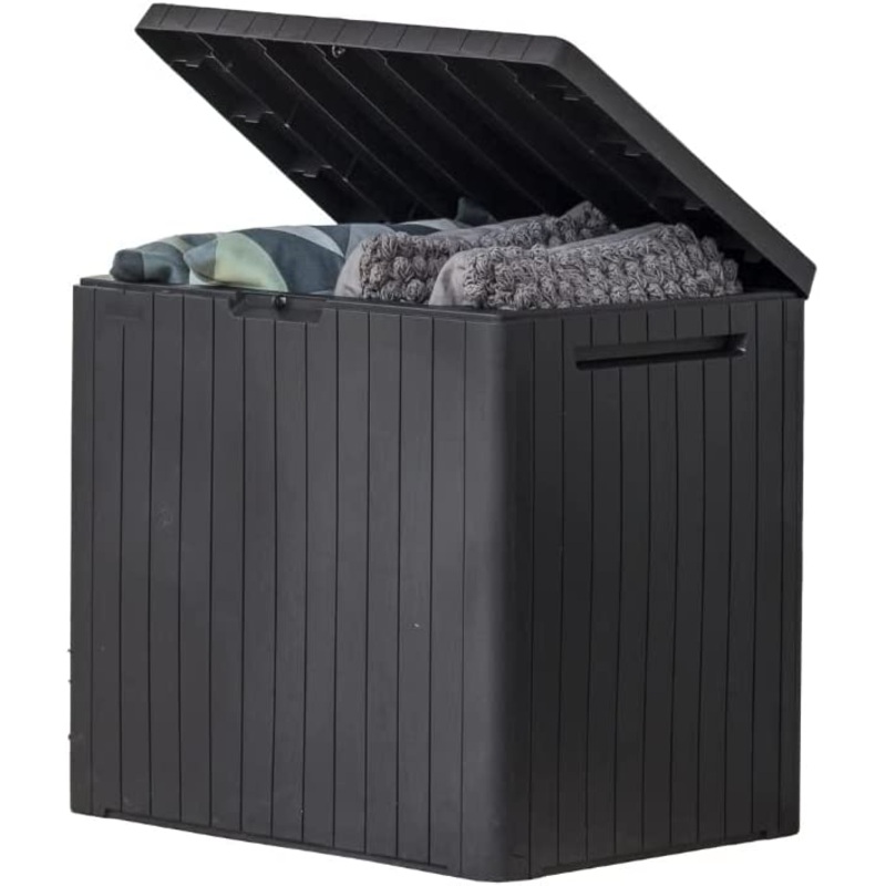 Keter City 30 Gallon Resin Deck Box for Patio Furniture, Pool Accessories, and Storage for Outdoor Toys, Grey | Bigbigmart.com