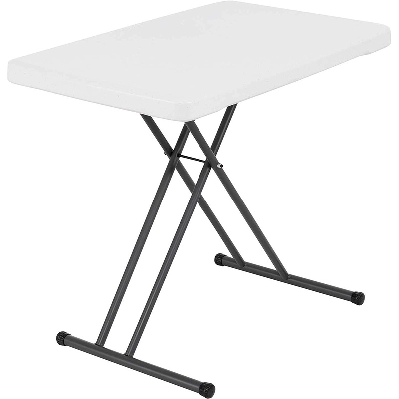 Lifetime 28241 Adjustable Folding Laptop Table TV Tray, 30 inch, White Granite | Bigbigmart.com