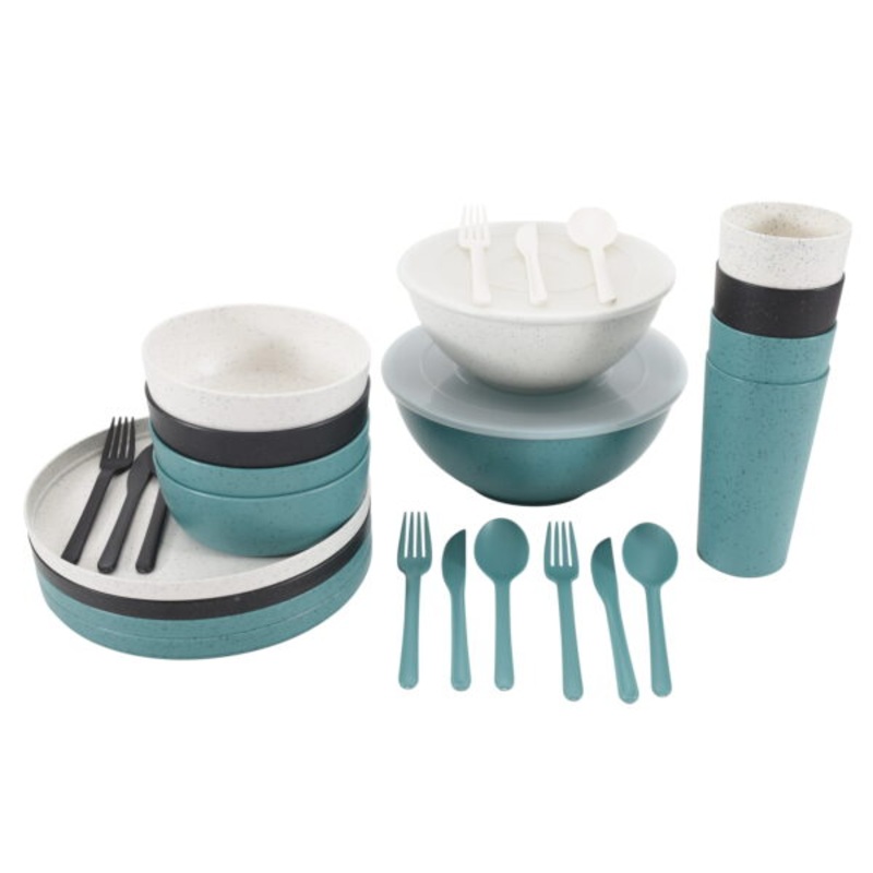 Mainstays 28-Piece Eco-Friendly Recycled Plastic Dinnerware Set | Bigbigmart.com