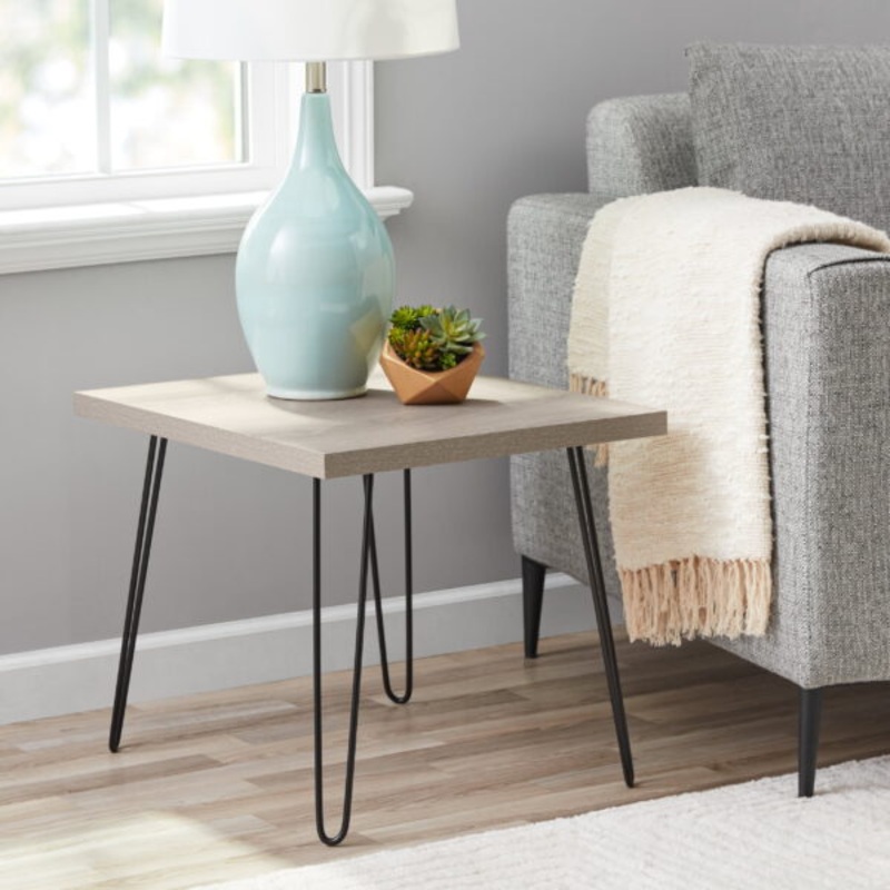 Mainstays Hairpin Leg Square Side Table, Gray | Bigbigmart.com