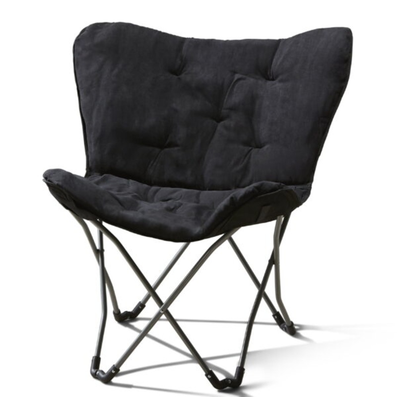 Mainstays Micro Suede Fabric Butterfly Folding Chair, Black | Bigbigmart.com